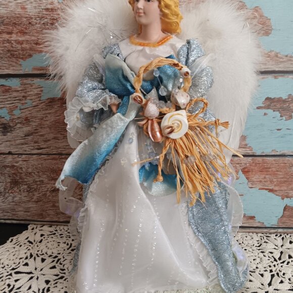 New Old Stock - Vintage 14" Feathered Angel Christmas Tree Topper / Ornament - I - Picture 4 of 7
